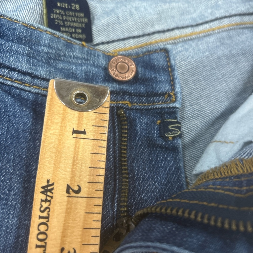 Vintage Y2K Seven7 women’s sz 28  jeans Rhinestone Flare Low Rise Bootcut blue - Picture 10 of 16